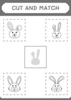 klippa och matcha delar av kanin, spel för barn. vektor illustration, utskrivbart kalkylblad