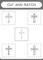 klipp och matcha delar av christian cross, spel för barn. vektor illustration, utskrivbart kalkylblad