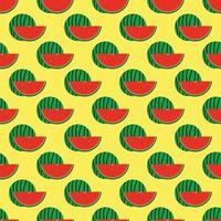 Vektornahtloses Muster mit Wassermelonenkeilen. saftiges nahtloses muster des sommers mit wassermelone. vektor