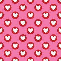 enkel hjärtan förälskelser sömlös mönster. valentines dag bakgrund. platt design ändlös kaotisk textur tillverkad av mycket liten hjärta silhuetter. nyanser av röd. läsa hjärtan på rosa bakgrund vektor