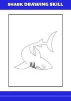 Hai-Zeichenfähigkeit für Kinder. Buch zum Zeichnen von Haien zum Entspannen und Meditieren. vektor