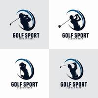 uppsättning av golf sport silhuett logotyp design mall vektor