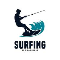 surfing sport logotyp mall design vektor