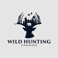 Wildjagd-Logo-Design im Vintage-Stil vektor