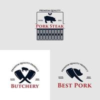 Barbecue-Restaurant-Logo-Konzept mit einem Schweinefleisch-Premium-Vektor vektor