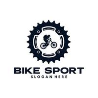 Fahrradsport-Logo-Vorlagenausrüstung und Radfahrer vektor