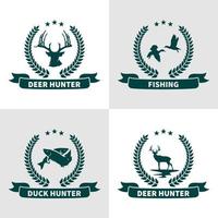 uppsättning av djur jakt logotyp design vektor