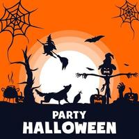 Halloween-Party mit Horror, Vektor-Halloween-Hintergrund vektor