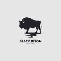 großer wilder Bison einfaches flaches Logo-Designkonzept vektor