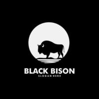 wilder Bison im Mond-Logo-Design vektor
