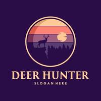 vintage deer hunter logotyp formgivningsmall vektor