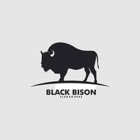 großer wilder Bison einfaches flaches Logo-Designkonzept vektor