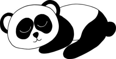 Panda schlafende Ikone. handgezeichneter Doodle-Stil. Vektor, Minimalismus, Monochrom. Kindergartentier, niedliches Dekor für Kinderzimmer. Neugeborene, Aufkleber, Posterkarte vektor