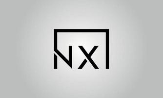 brev nx logotyp design. nx logotyp med fyrkant form i svart färger vektor fri vektor mall.