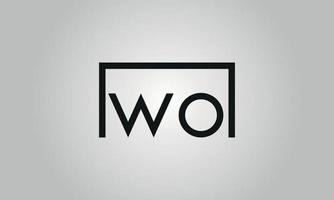 Buchstabe wo Logo-Design. wo-Logo mit quadratischer Form in schwarzen Farben Vektor kostenlose Vektorvorlage.