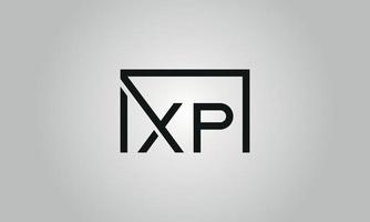 brev xp logotyp design. xp logotyp med fyrkant form i svart färger vektor fri vektor mall.