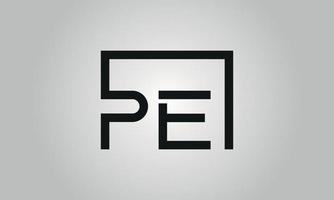 brev pe logotyp design. pe logotyp med fyrkant form i svart färger vektor fri vektor mall.