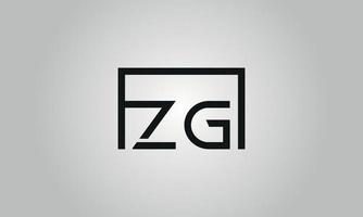 brev zg logotyp design. zg logotyp med fyrkant form i svart färger vektor fri vektor mall.