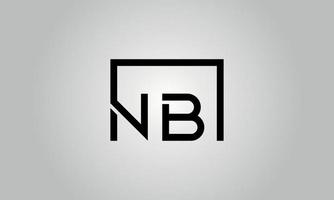 Buchstabe nb Logo-Design. NB-Logo mit quadratischer Form in schwarzen Farben Vektor kostenlose Vektorvorlage.