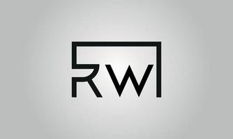 Buchstabe rw Logo-Design. rw-Logo mit quadratischer Form in schwarzen Farben Vektor kostenlose Vektorvorlage.