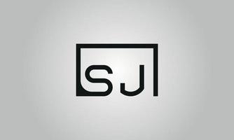 Buchstabe sj Logo-Design. sj-Logo mit quadratischer Form in schwarzen Farben Vektor kostenlose Vektorvorlage.