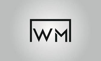 brev wm logotyp design. wm logotyp med fyrkant form i svart färger vektor fri vektor mall.