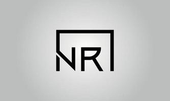 brev nr logotyp design. nr logotyp med fyrkant form i svart färger vektor fri vektor mall.