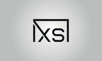 brev xs logotyp design. xs logotyp med fyrkant form i svart färger vektor fri vektor mall.