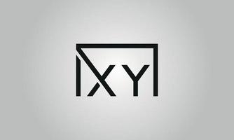 brev xy logotyp design svart färger. fyrkant form xy logotyp vektor fri vektor mall.