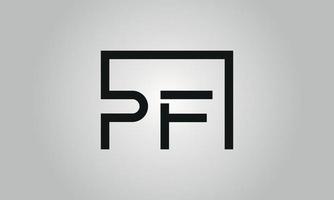 brev pf logotyp design. pf logotyp med fyrkant form i svart färger vektor fri vektor mall.