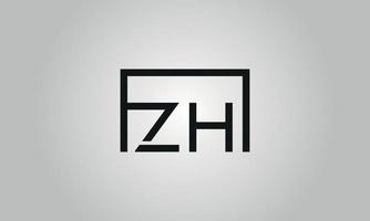 brev Z H logotyp design. Z H logotyp med fyrkant form i svart färger vektor fri vektor mall.