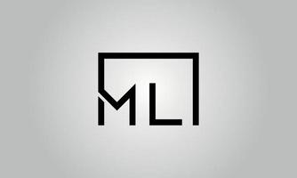 brev ml logotyp design. ml logotyp med fyrkant form i svart färger vektor fri vektor mall.