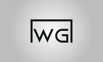 brev wg logotyp design. wg logotyp med fyrkant form i svart färger vektor fri vektor mall.