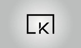 brev lk logotyp design. lk logotyp med fyrkant form i svart färger vektor fri vektor mall.