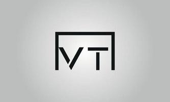 Buchstabe vt-Logo-Design. vt-Logo mit quadratischer Form in schwarzen Farben Vektor kostenlose Vektorvorlage.