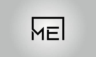 Schreiben Sie mir Logo-Design. me Logo mit quadratischer Form in schwarzen Farben Vektor kostenlose Vektorvorlage.