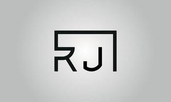 Buchstabe RJ-Logo-Design. RJ-Logo mit quadratischer Form in schwarzen Farben Vektor kostenlose Vektorvorlage.