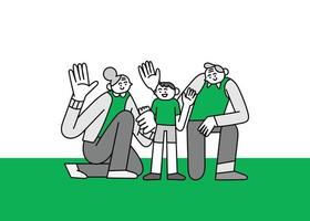 farföräldrar och barnbarn hand dragen karaktär illustration vektor