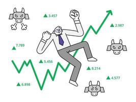 stigande stock marknadsföra hand dragen karaktär illustration vektor