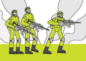 soldaten in aktion handgezeichnete charakterillustration vektor