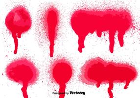 Set von 6 Red Spray Paint Splatters vektor