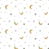 barn sovrum mönster med pastell måne och stjärnor. bebis boho bakgrund. barnkammare vägg konst, bebis textil, tryckbar papper. isolerat på vit bakgrund. vektor