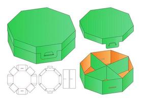 låda förpackning stansad mall design. 3d mock-up vektor