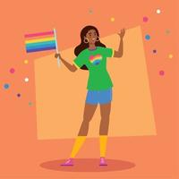 afro-mädchen mit lgtbi-flagge vektor