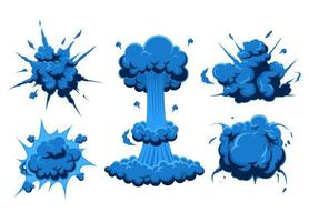 blaue Explosionselementillustration für Comic, Plakat, Buch, Malerei, Zeichnung, Hintergrund. Bombeneffekt. Vektor eps 10