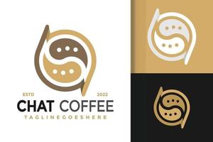 Chat-Coffee-Shop-Logo-Design, Markenidentitäts-Logos-Vektor, modernes Logo, Logo-Designs-Vektor-Illustrationsvorlage vektor