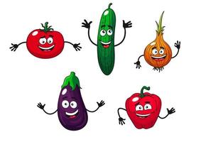 gurka, peppar, lök, äggplanta och tomat vektor