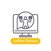 Liniensymbol für Online-Fitnesstraining vektor