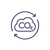 co2 gas, kol dioxid offset linje ikon vektor