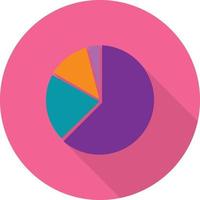 paj Diagram platt lång skugga ikon vektor